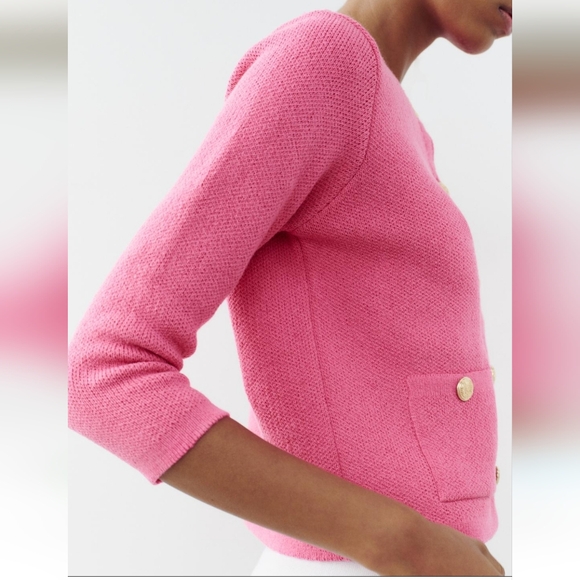 NWT...Zara pink round neck cardigan ✨️ - Picture 4 of 7